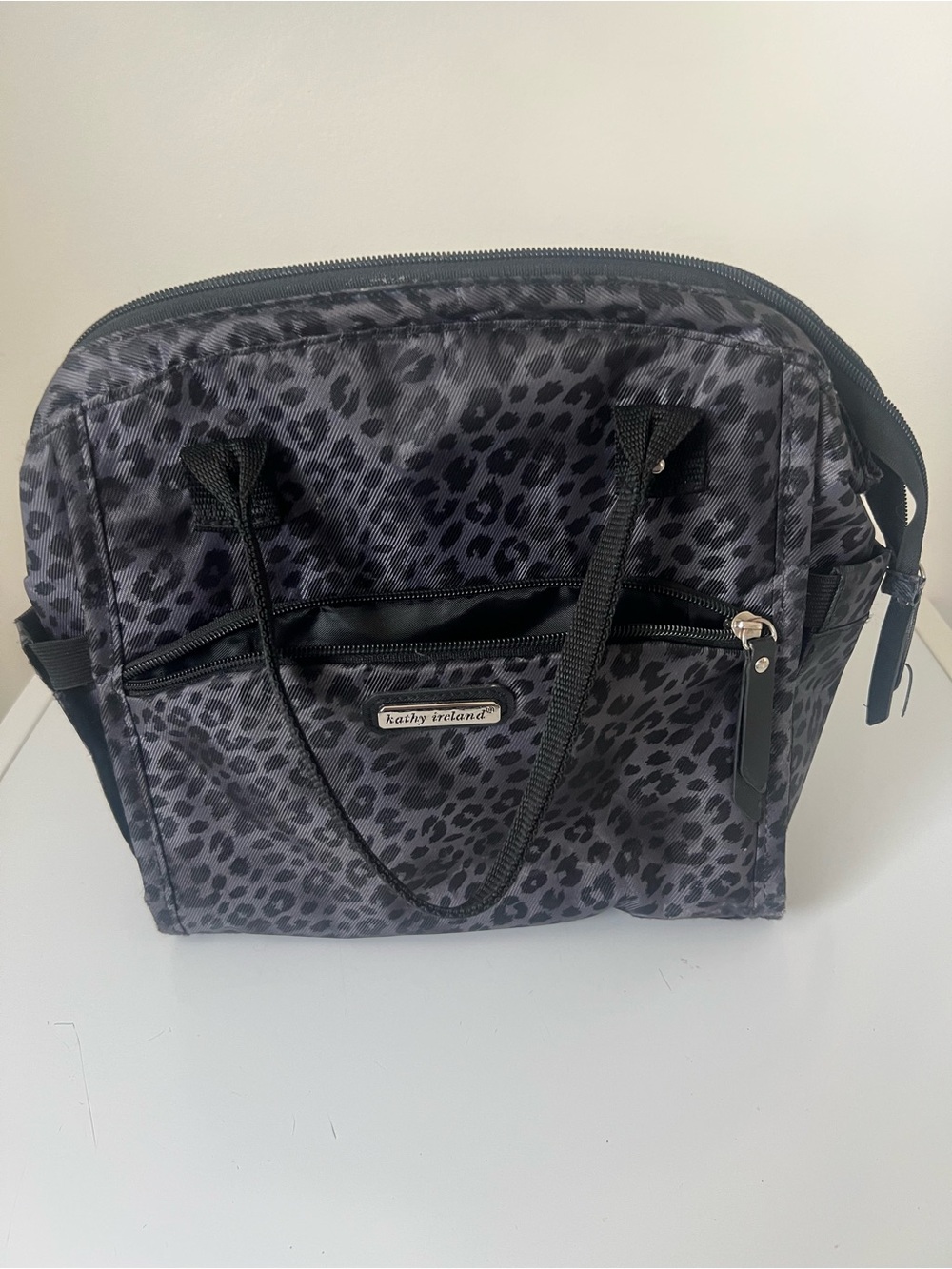 kathy ireland Charcoal Leopard Print Lunch Bag
